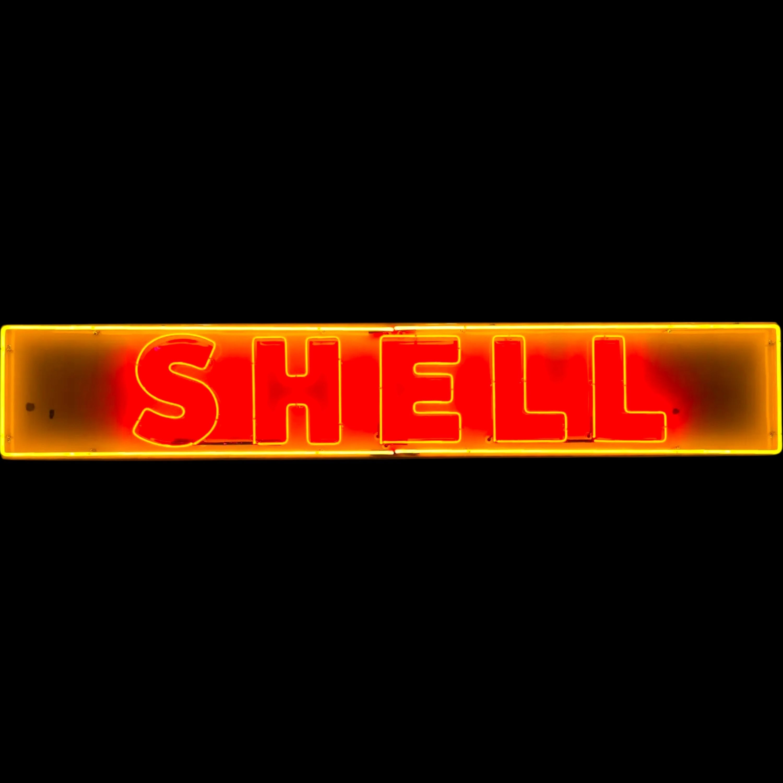 Shell Gasoline Neon Porcelain Sign - Real Glass, Enamel, Metal Can - Large Vintage Lighted Gas Station Display