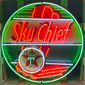 Texaco Sky Chief Gasoline Glass Neon Can with Porcelain Enamel