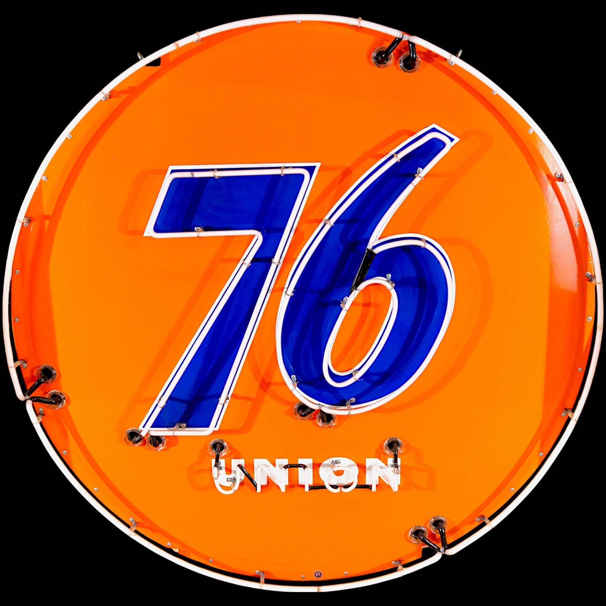 Union 76 Real Neon Porcelain Sign - Handblown Glass, Enamel, Metal Can - Iconic Gas Station Signs