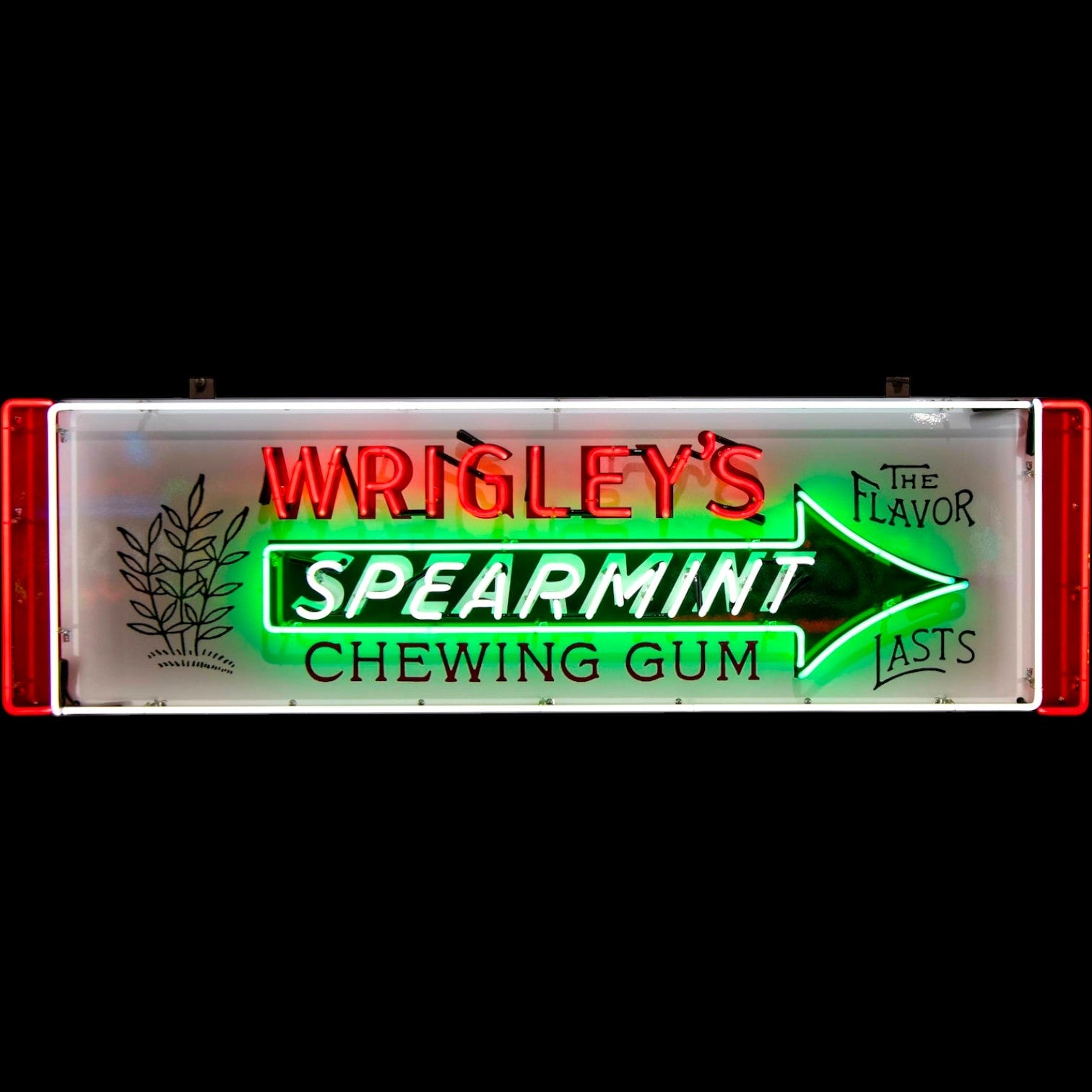 Wrigley's Spearmint Gum Panel Neon Box with Porcelain Enamel and Steel Can